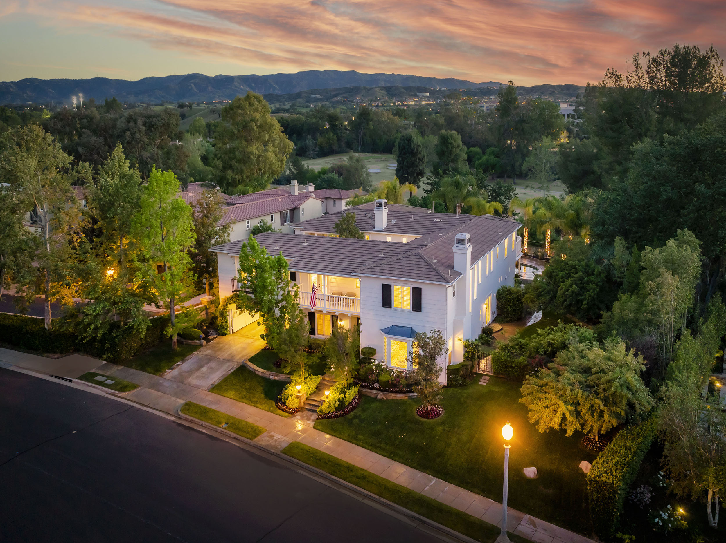 For Sale - 26905 Woodlands Dr Valencia CA - Aerial at Twilight