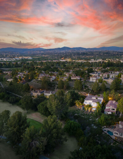 For Sale - 26905 Woodlands Dr Valencia CA - Aerial at Twilight